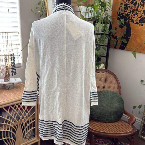 NWT Splendid Off White & Blue Stripes Open Front 100% Cotton Cardigan - Picture 2 of 5